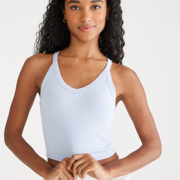 NWT Aeropostale Wear 2 Ways Ribbed Crop Tank Women's Black and Light Blue. XL - Picture 2 of 6